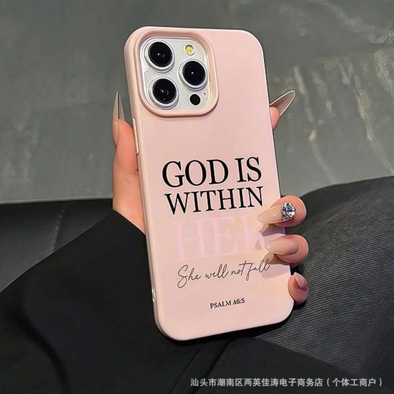 欧美英文短句适用17iPhone11/12/13promax苹果14/15/16粉色手机壳