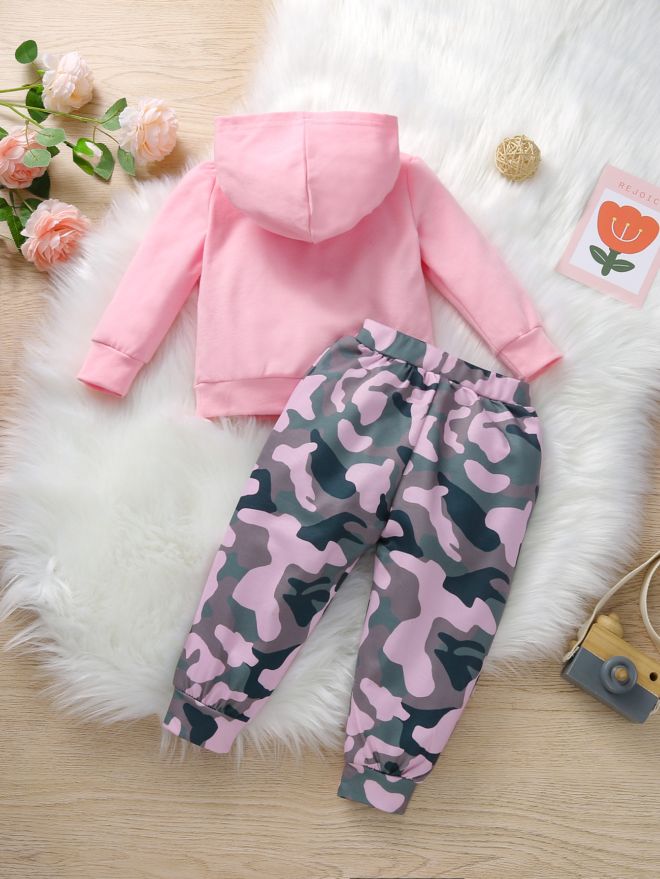 Wholesale Baby Girl Queen Print Hoodie And Camouflage T