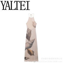 ZAR 秋季新品 女装 欧美风法式设计感贝壳印花绢网连衣裙 0085840