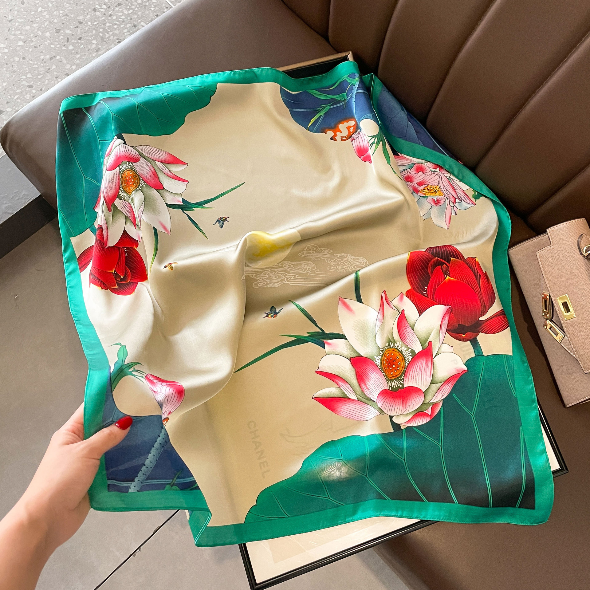 62g Weight Silk Scarf Classification Holiday, Daily Occasion Polyester Material Flower Pattern Spring&Summer Season Women's Gender Elegant, Korean Style Style Women's Elegant Korean Style Flower Polyester Silk Scarf 15