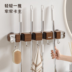 吸盤木目モップ壁掛けクリップほうきフックパンチフリーモップクリップラックバスルームバスルーム収納ラックバックル