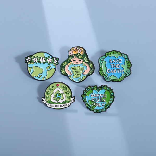Environmental collection loves the earth brooches green round…