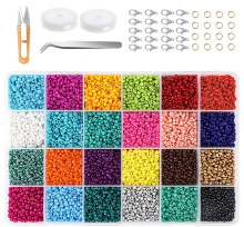 盒装烤漆玻璃米珠 diy手链项链材料 龙虾扣小单圈配件弹力线2卷