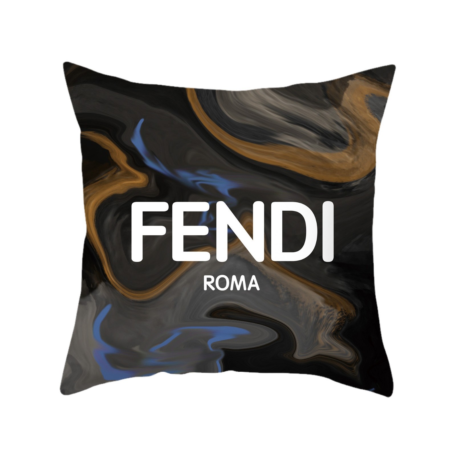 Cross-border AliExpress logo de marca europea y americana logo estilo de lujo ligero estilo cuadrado moda sala de estar sofá funda de almohada de felpa corta