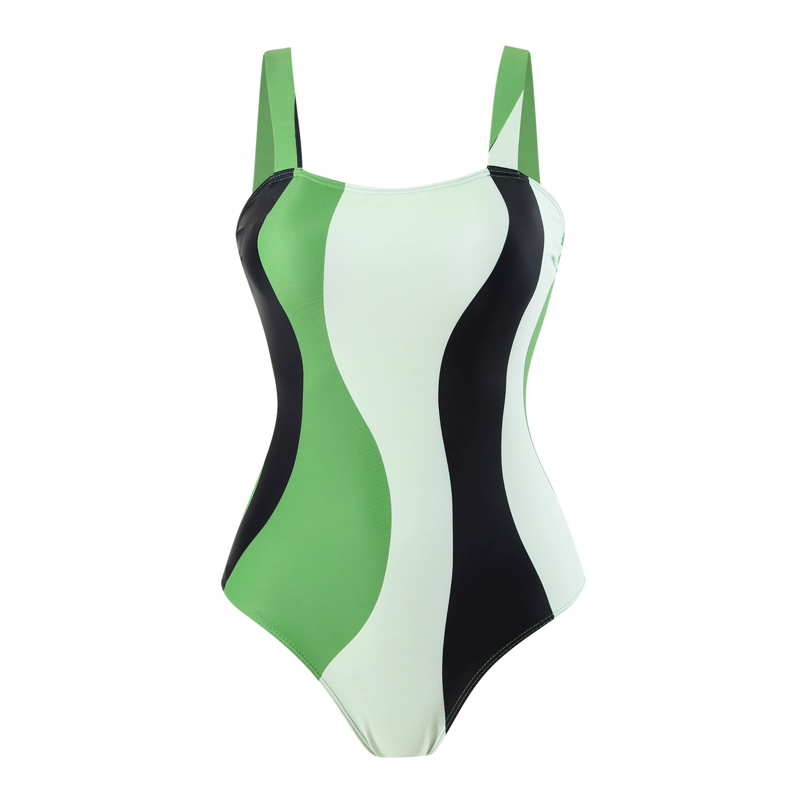 One-Piece Swimsuit (Qiao Jiayuan) 2025 Retro Style with Wrap Skirt, Crane Print, S–XL & One Size