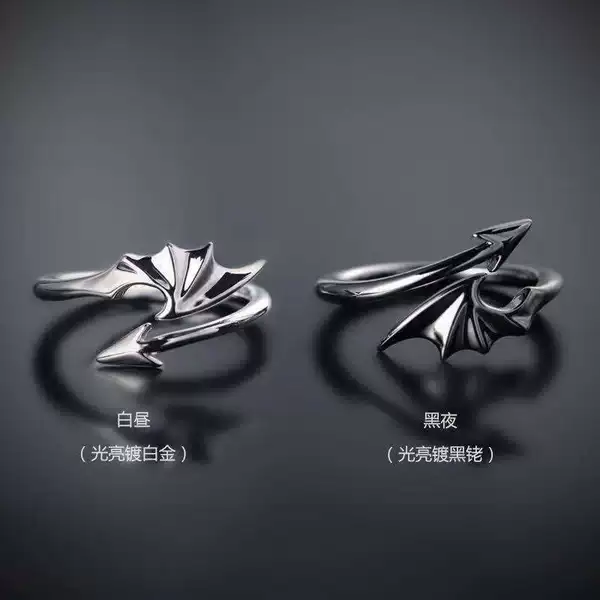 Personalized creative Angel Devil Wing couple's ring male and female students Japanese and Korean simple open ring gift