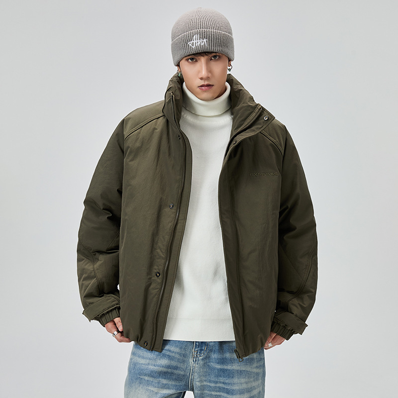 Winter New Outdoor Duck down Jacket Men's Stand Collar Windproof Thickened Warm Coat Trendy Brand Loose Workwear Men's Clothing