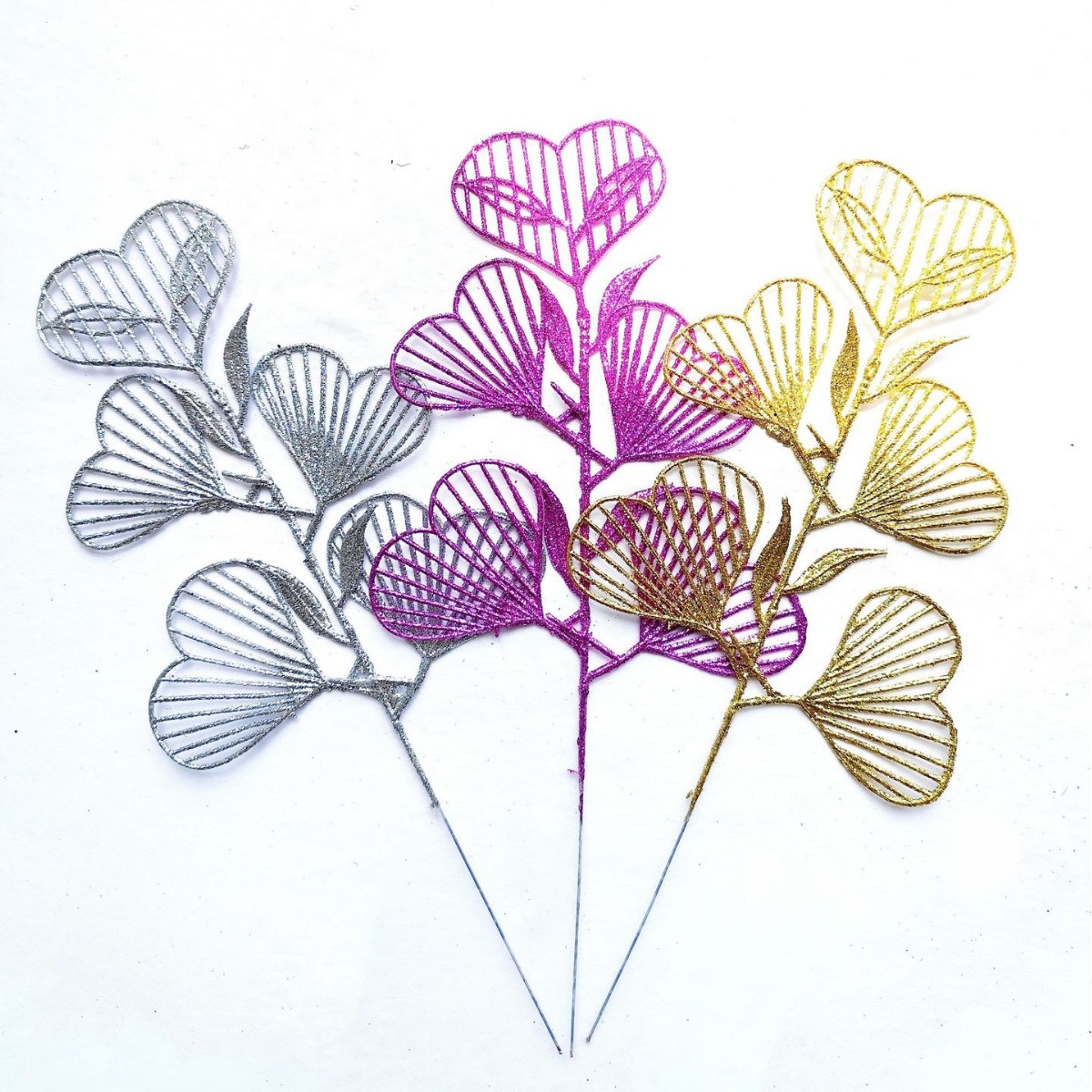 Nuevo oro de polvo de amor 36cm Navidad decoración adornos de oro de polvo de flores de amor