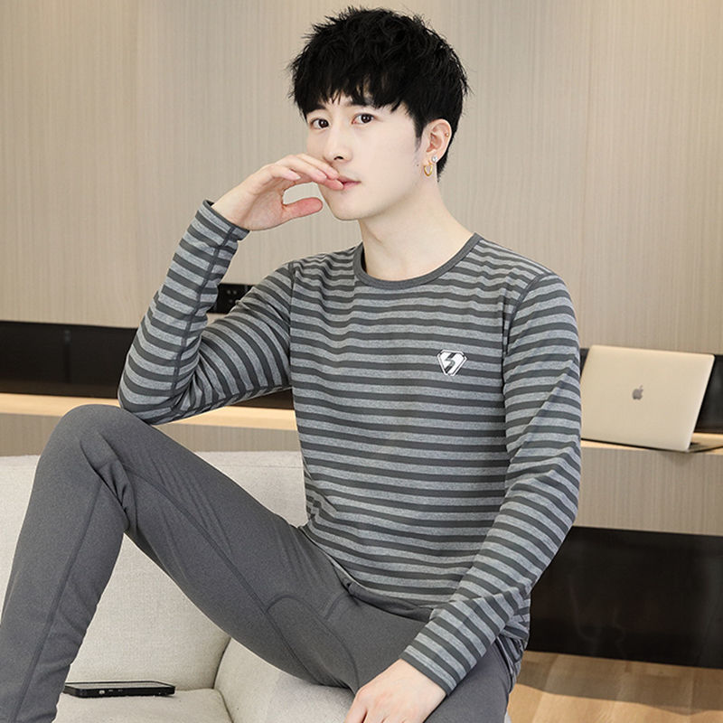 남성용 새 벨벳 열 속옷 세트, 벨벳, 추적 없음, 자체 가열, 청소년 및 학생을 위한 두꺼운 가을 옷 및 바지