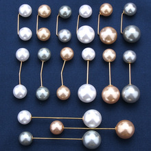 简约时尚一字直角插针高级感珍珠胸针衣服领口防走光固定胸花配饰