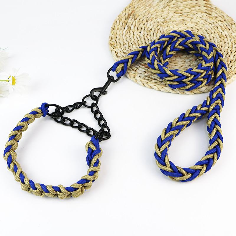 Correa para perro grande tejida a mano de 8 hebras de nylon, tipo cadena P – reflectante, para pasear.