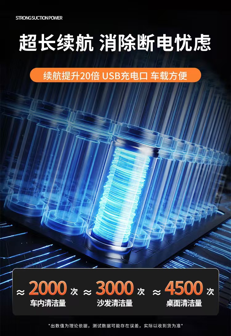Sınır ötesi kablosuz el tipi araba ve ev tipi elektrikli süpürge, taşınabilir yüksek güçlü üfleme ve emme çift kullanımlı USB şarjlı elektrikli süpürge