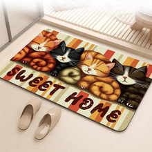 維卡貓有趣的生日法蘭絨地板墊防污漬抗靜電入口通道卧室廚房走廊