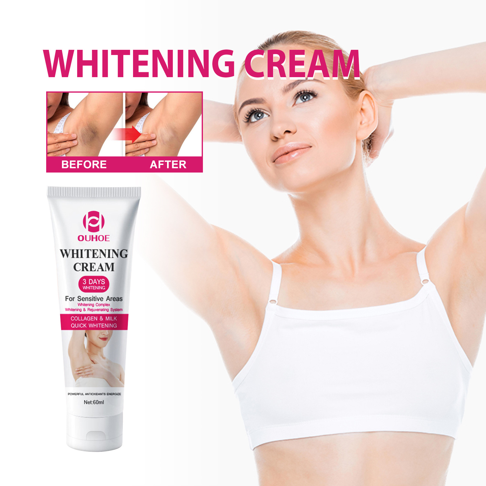 OUHOE underarm skincare cream for removing blackness, brightening skin tone, moisturizing and whitening_voghion.com