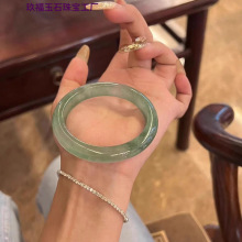 玉长情【丹青系列】冰种翡翠女款玉手镯油青美人镯缅甸高端真玉石