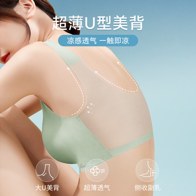 可机洗奢贵蚕丝固定杯超薄网纱内衣女冰丝凉感降温内衣女春夏热卖|ru