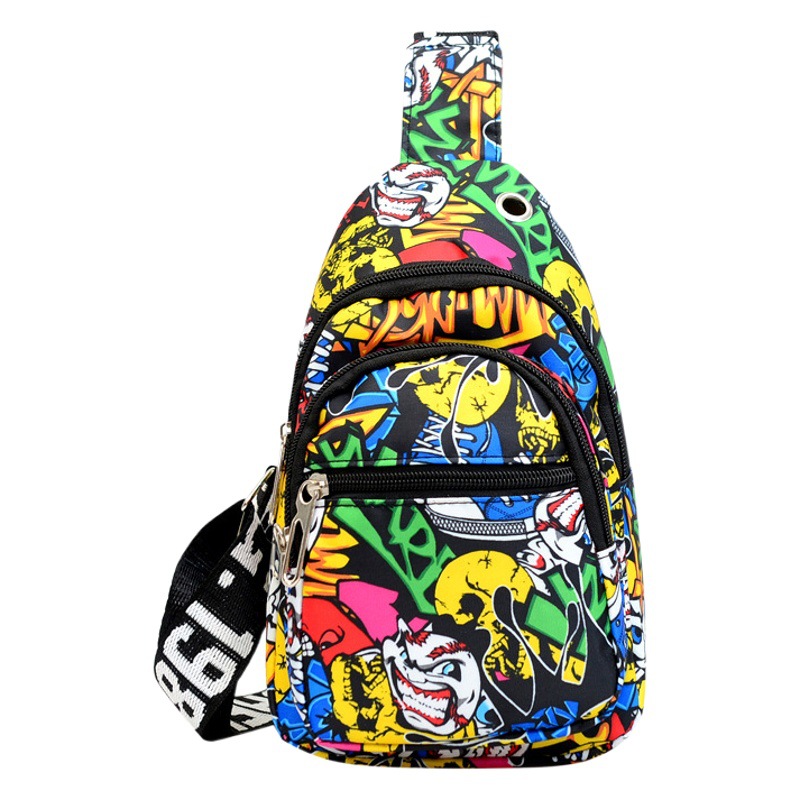 Korean Fashion 2026 New Style Children's Chest Bag Street Casual Versatile Trendy Printed Shoulder Bag Crossbody