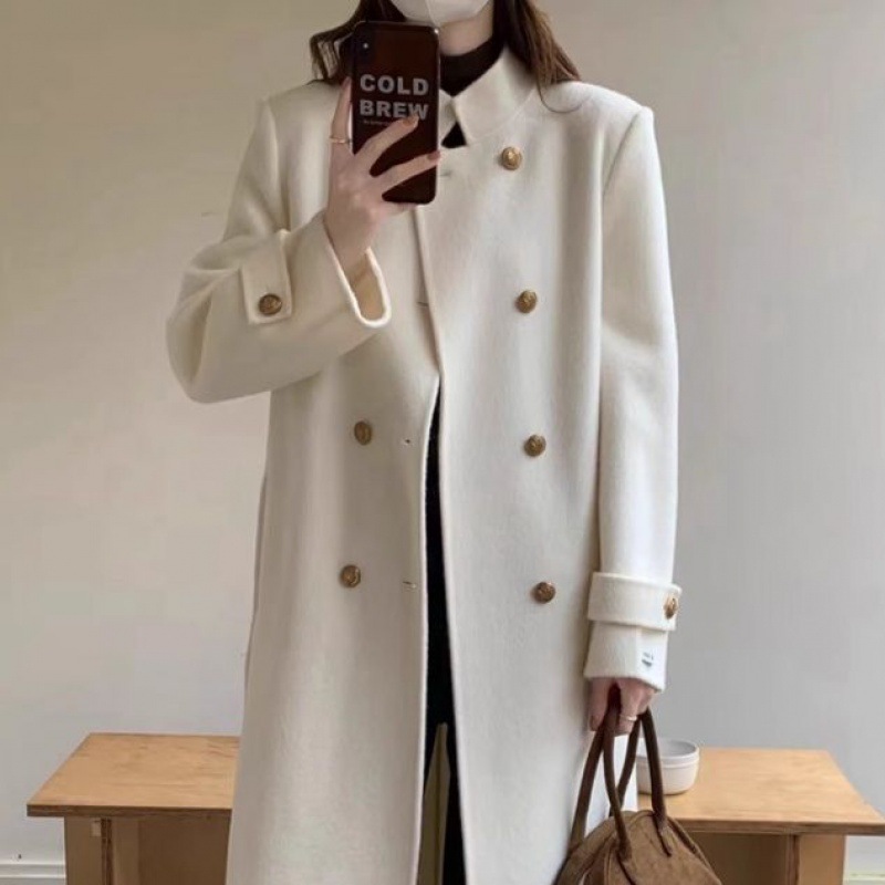 Metal Double-Breasted Belted Woolen Coat Image 5