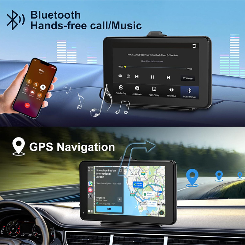 7inch Portable In-Car Pnd Bluetooth Mobile Phone Connectivity Mp5 Player Hd Radio Wireless Carplay