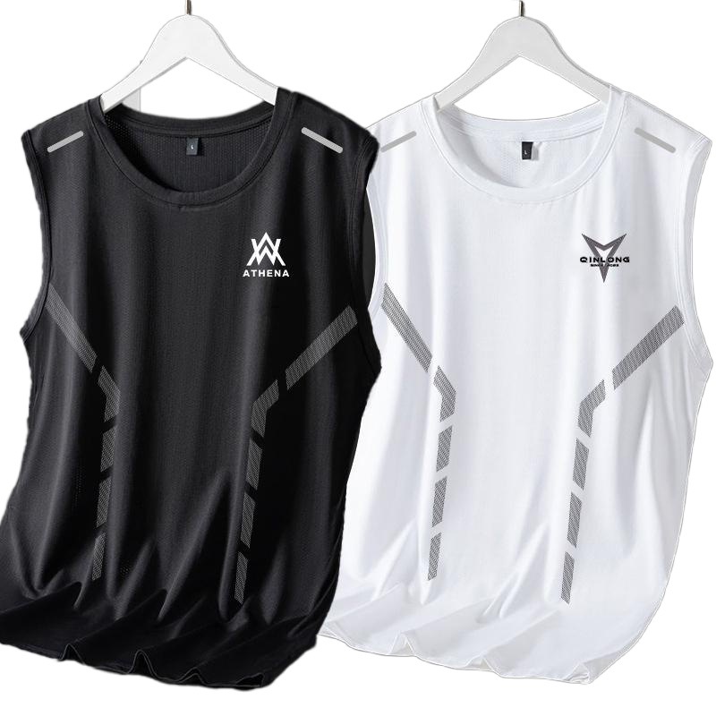 アイスベスト男夏速乾袖網目袖なしtシャツ大きいサイズメンズゆるいハードルスポーツ袖