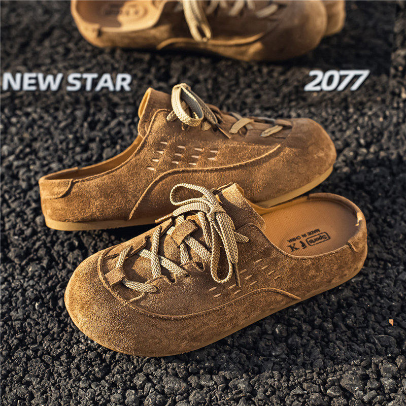 Dép bít mũi nam kiểu Birkenstock quai hậu không gót, chống trượt chịu mài mòn, đi ngoài trời mùa thu — K7788 Hạt dẻ, K7788 thẻ