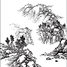 葫芦烙画墨刻素材(五张包邮)雕刻底稿拓印转印纸国画图风景山水贴