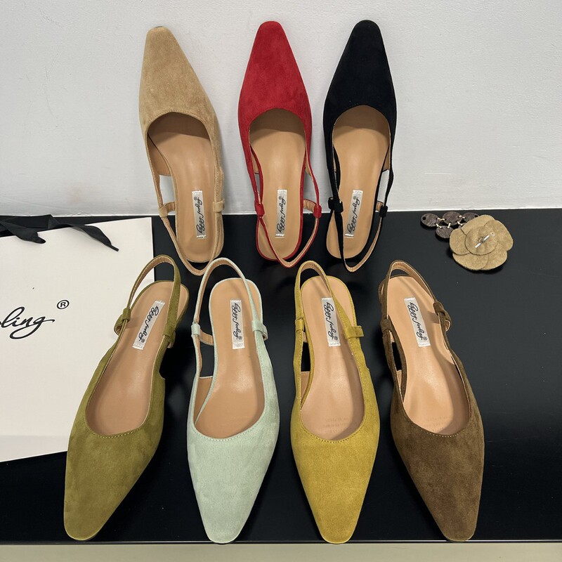 French Retro Style Velvet Loafers for Women, Summer Pointed Toe, Thin Heel, Mid-Heel, High-Heel, Shallow Slip-On Backless Shoes French Retro Style Velvet Loafers for Women, Summer Pointed Toe, Thin Heel, Mid-Heel, High-Heel, Shallow Slip-On Backless Shoes
