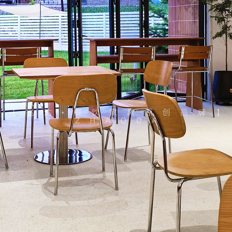 French Retro Coffee Shop Tables, Western Restaurant Tables and Chairs, Dining Internet-Famous Milk Tea Shop Round Tables, Bakery Shop Meeting Tables and Chairs
