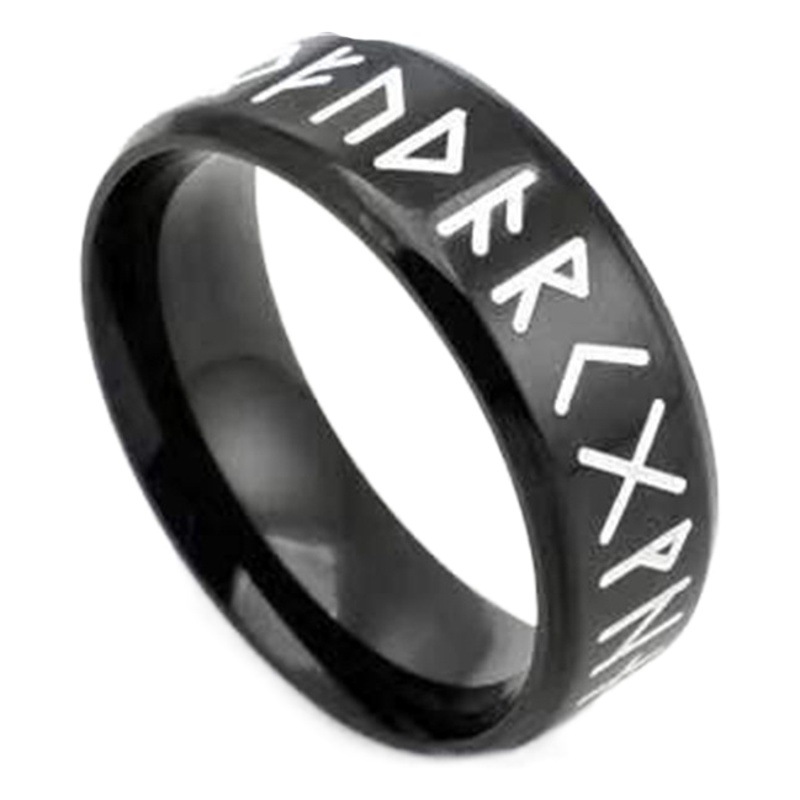 Foreign Trade New Product Titanium Steel Men's Ring Viking Text Stainless Steel Ring Personalized Jewelry Wholesale Source Manufacturer