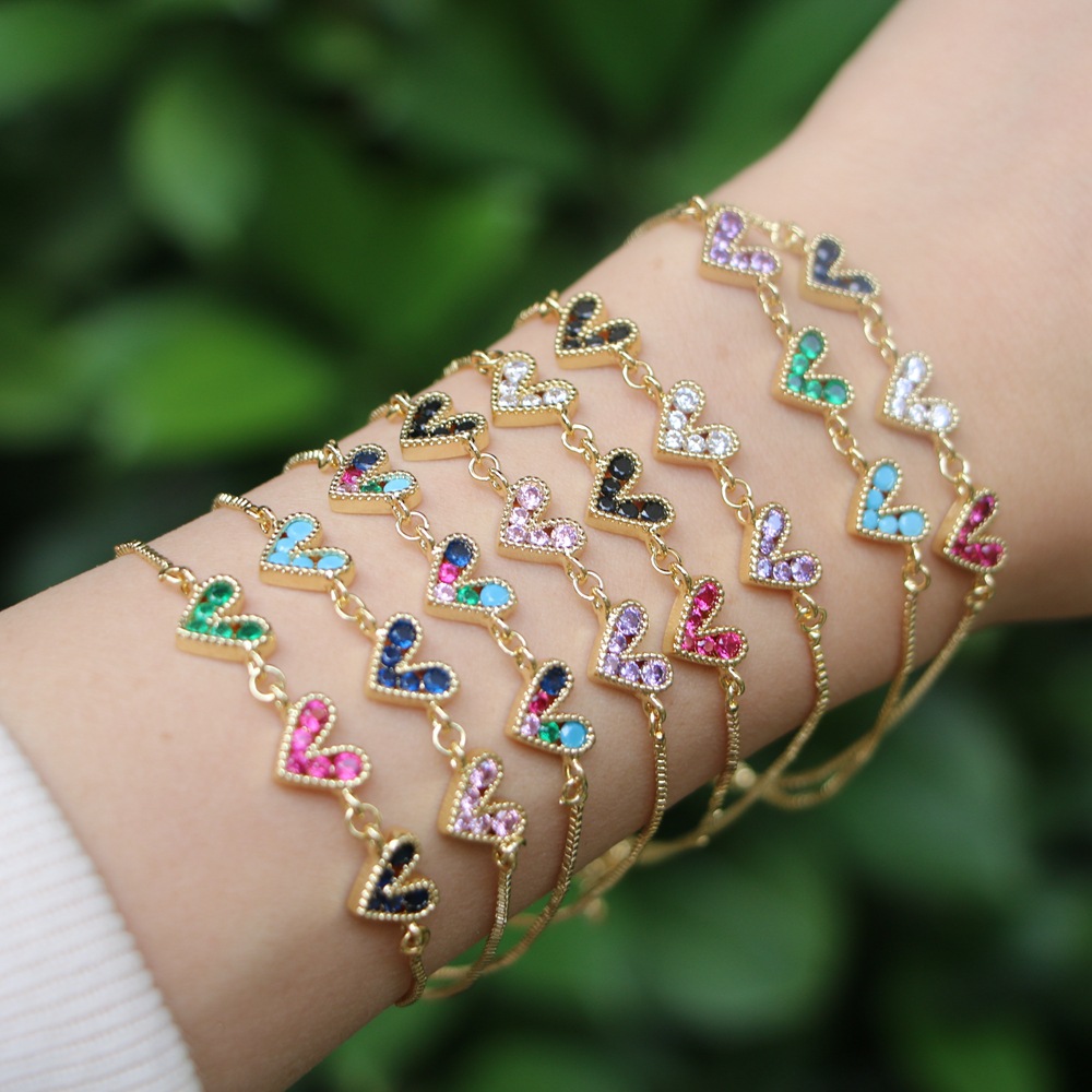 Fashion Geometric Copper Artificial Gemstones Bracelets In Bulk display picture 3