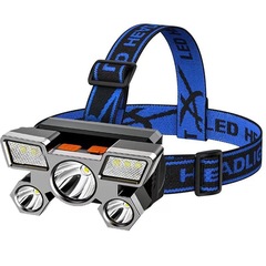 クロスボーダー新強力ライトヘッドランプ LED 5 眼航空機 USB 充電式ヘッドマウント小型懐中電灯屋外マイニングランプ