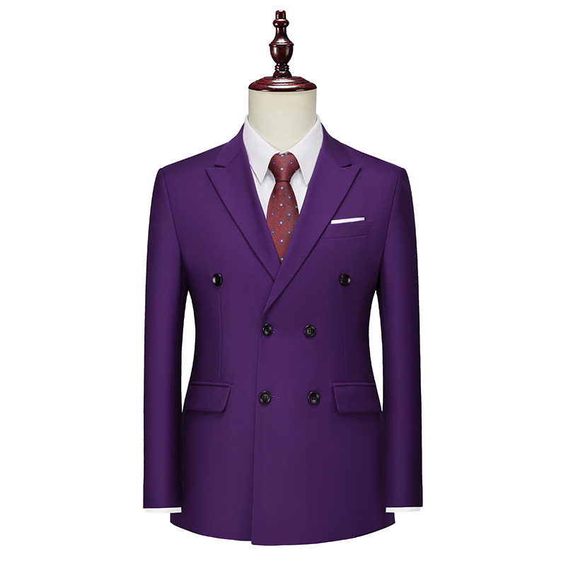 Purple Suit Men's Business Casual Double-Breasted Suit Foreign Trade Cross-Border Casual Business Single Suit Jacket High Quality