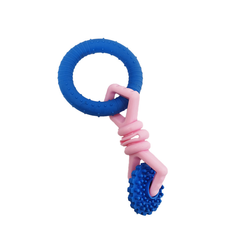 Nuevo juguete para mascotas TPR engranaje de anillo de hueso de tres cadenas perro juguete de dientes molares resistentes a mordeduras limpieza entrenamiento interactivo