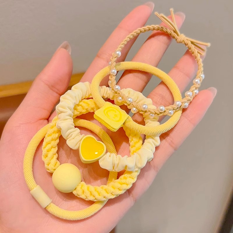 Niños lindos elásticos coreanos simple anillo de cabello cuerda de cabello de cabello de niña bola de cabello cuerda de cabello de cabello no daña cabello