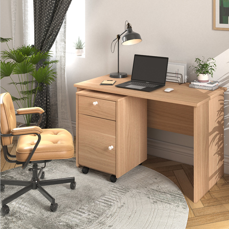 Office Desk with File Cabinet, Home Computer Desk, Simple Modern Office Desk and Cabinet Combination, Bedroom Study Desk