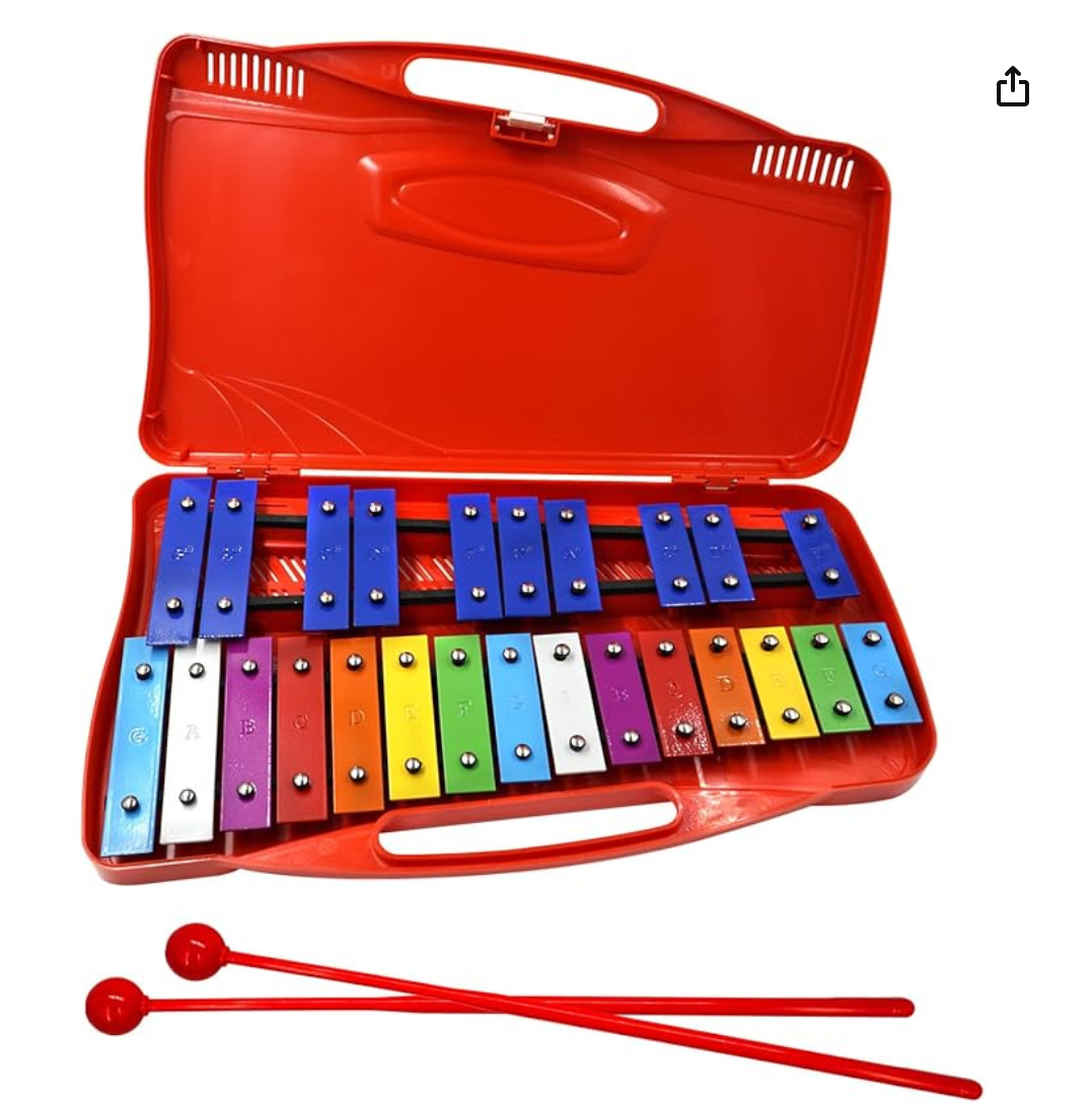 Instrumento de percusión Orff música material didáctico placa de aluminio de 25 tonos piano tocando piano con caja