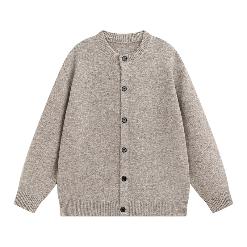 Old Money Style Alpaca Wool Textured Knit Cardigan Sweater for Men, New Fashion for Autumn and Winter, Casual Minimalist Button Cardigan Sweater