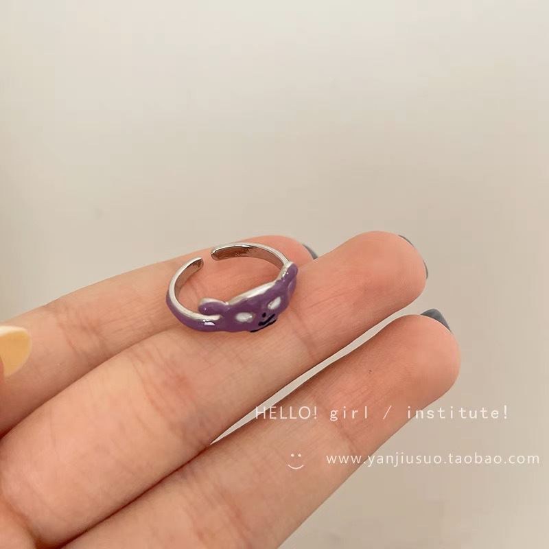Divertido pequeño monstruo anillo grandes ojos salchicha boca dedo índice anillo dulce fresco dibujos animados lindo novias pareja anillo joyería
