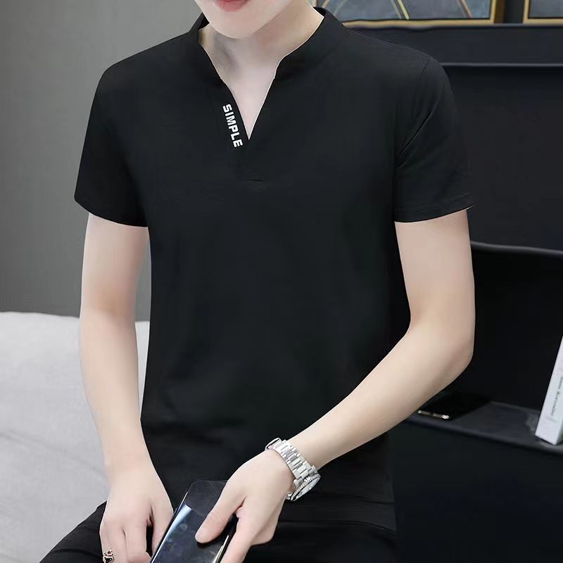 Summer New Men's Short-sleeved T-shirt New Fashionable All-match V-neck Korean Style Young and Middle-aged Handsome Men's Wear