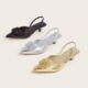 2024 New Thin Heel Back Air Sandals with a Bow Head Style Fairy Pearl Commuter Women's Single Shoes