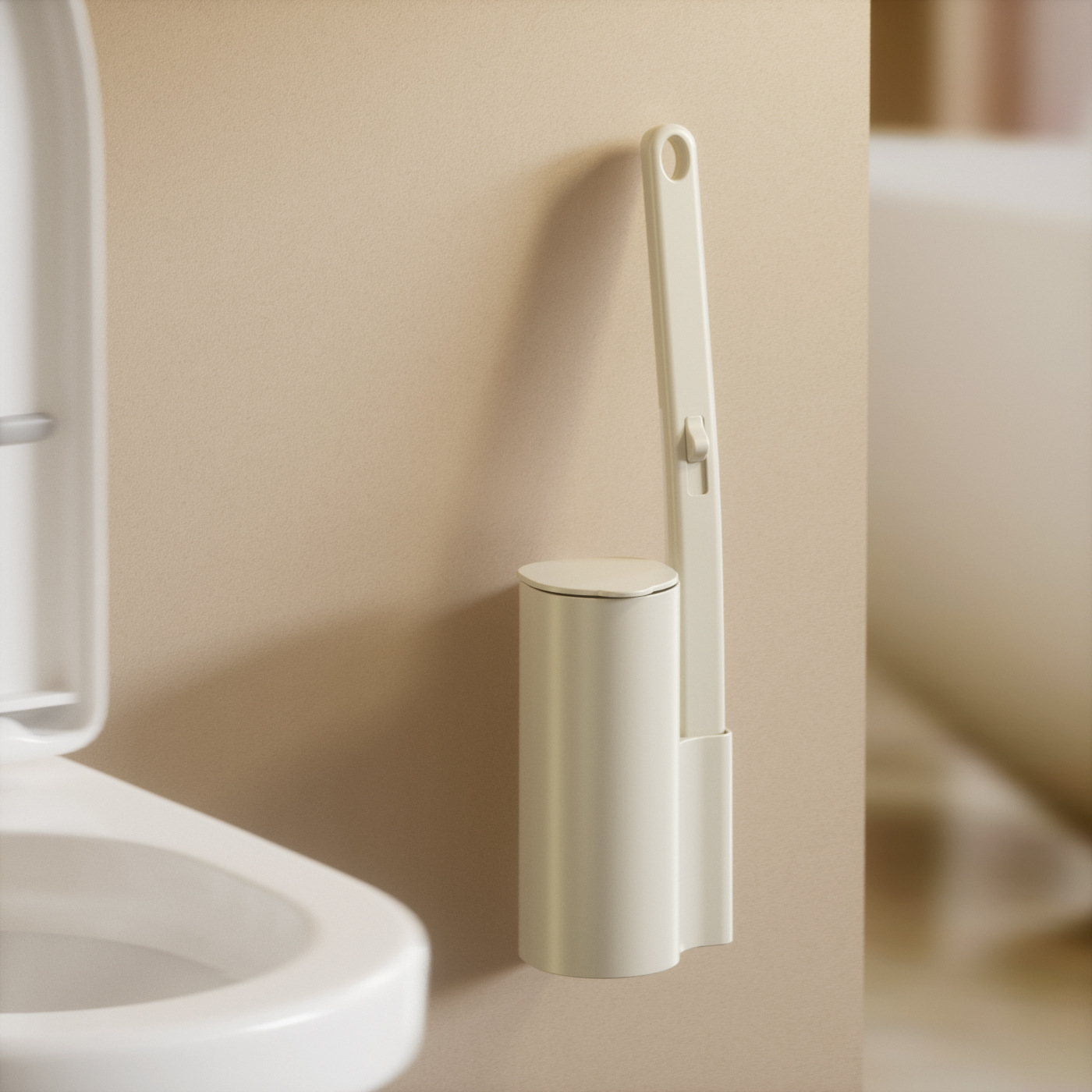 一体型ベージュトイレブラシ（交換用ヘッドなし）