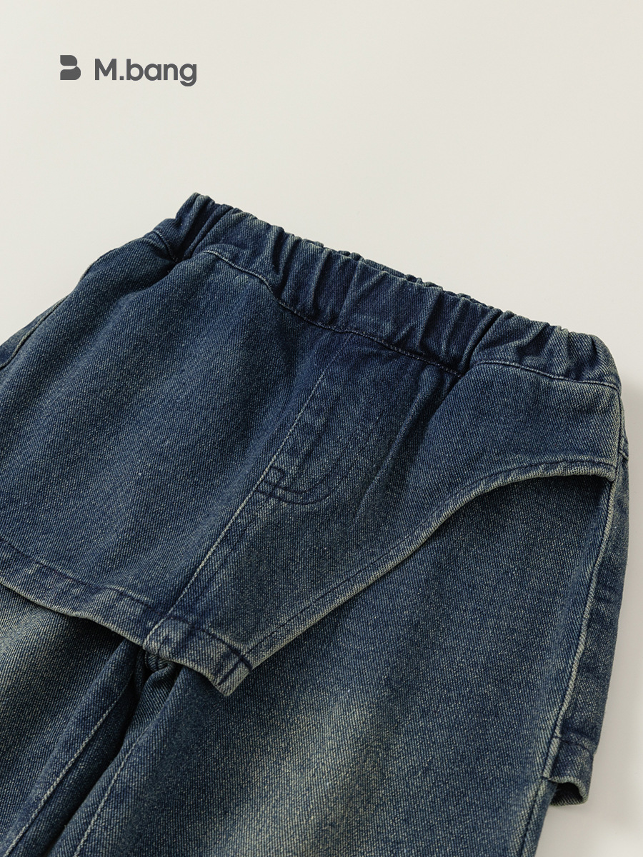 Ropa Infantil Youbao, Jeans para Niñas, Colección Primavera 2026, Pantalones Rectos para Niños con Diseño de Parches, Pantalones Largos para Niños Pequeños con Solapa Trasera