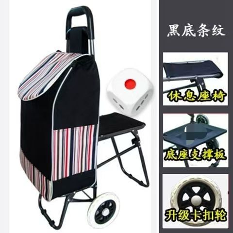 便携式买菜车折叠爬楼购物车带座椅小拉车老年人手拉车拉杆小推车|undefined