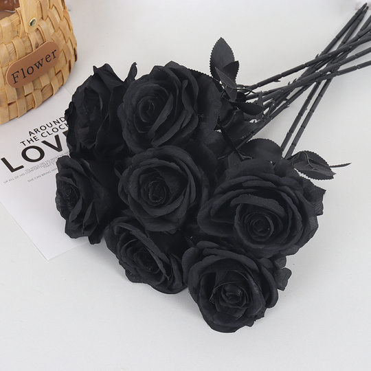 Cross-border Hot Sale Simulation Black Rose Halloween Ghost Festival Dress Fake Flower Gothic Dark Series Flower Material