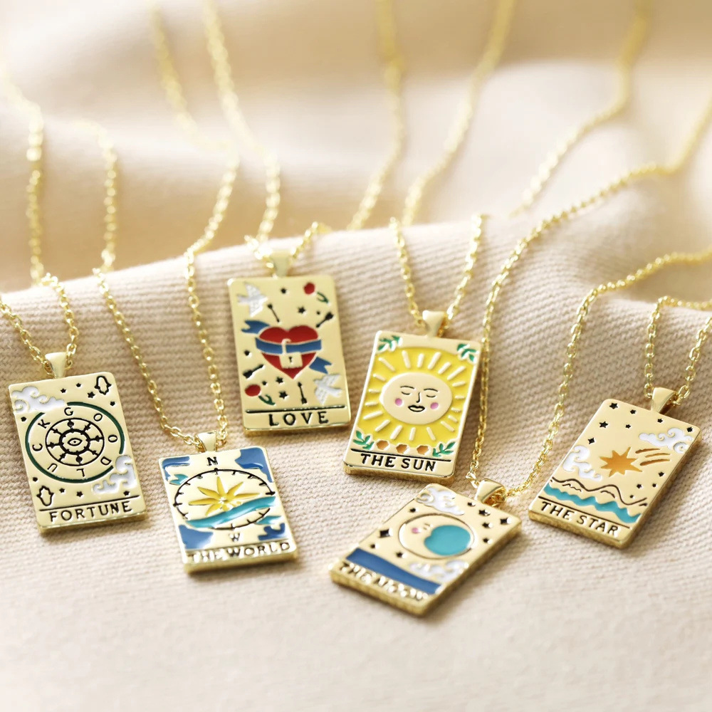 9g Weight 201 Stainless Steel 304 Stainless Steel Titanium Steel Gold Plated Rhodium Plated Retro Enamel Geometric Pendant Necklace