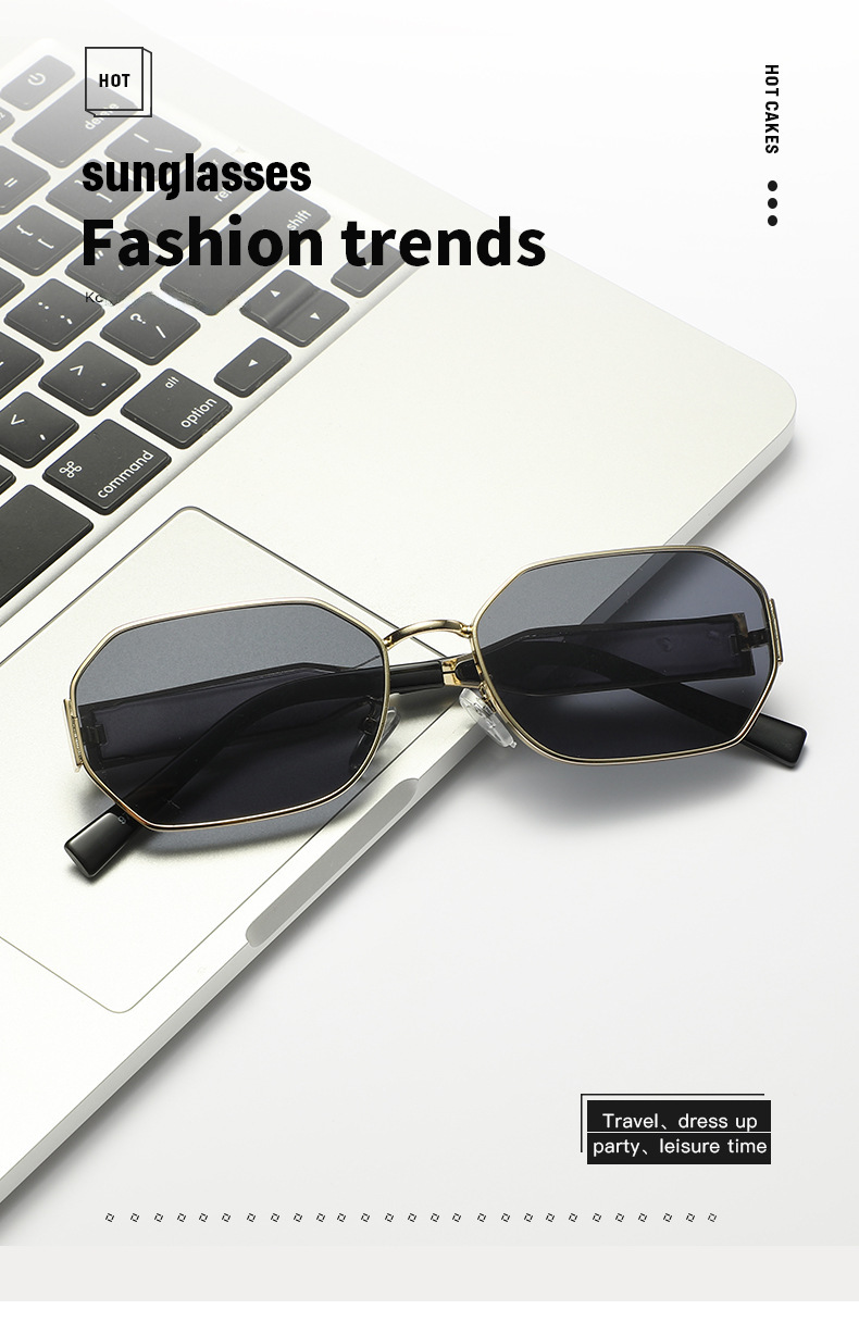 New style small frame wide leg women's sunglasses European and American personality fashion glasses sunglasses female hot girl sunglasses s23007_voghion.com