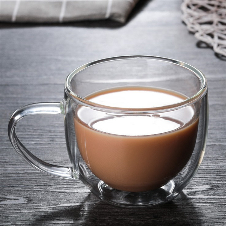 Hogar de doble capa de vidrio ins estilo simple borosilicato transparente creativo taza de agua con mango taza de café taza de leche
