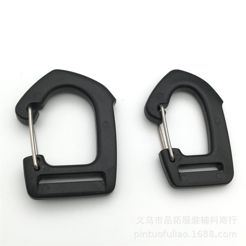 厂家批发15MM塑料钥匙扣 长方形铁线登山扣 箱包配件铁丝弹簧挂钩