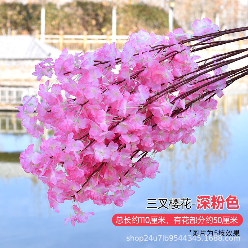 Simulación de flores de cereza flores de melocotón flores de pera flores de ciruela flores de bodas flores falsas vid decoración jardín balcón red de manglares paisaje de pared