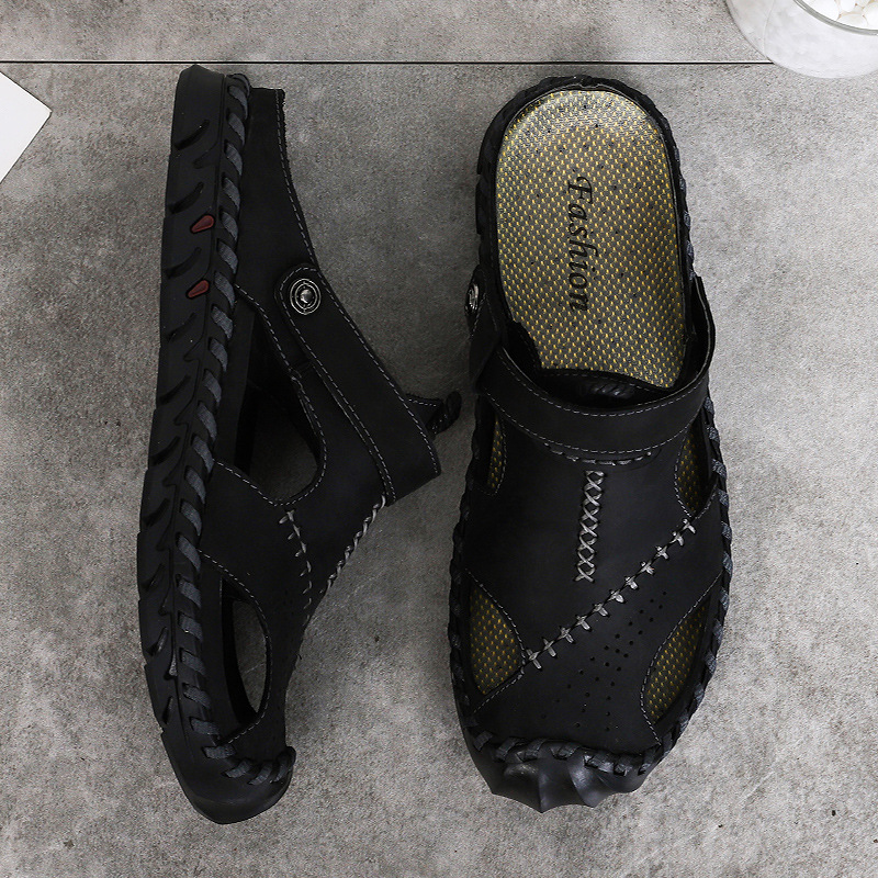 中年男士皮凉鞋